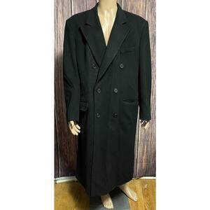 Bill Blass Overcoat Mens Size Large Black Cashmere Blend Black Label Coat 44